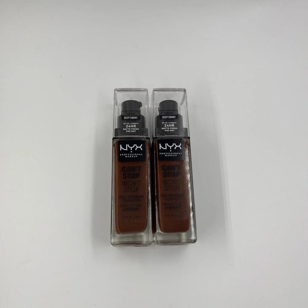NYX Can't‎ Stop Won't Stop Full Coverage Foundation Deep Ebony CSWSF25 2 Pack